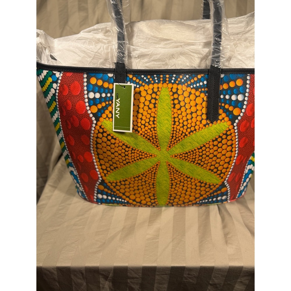 Oryany Large Tote Bag Multi-Color Dot Art Star Pattern New with Tags
